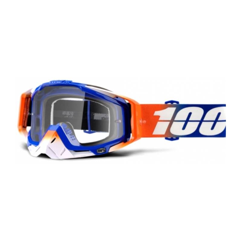 Okuliare 100 % Racecraft Roxburry modro-bielo-oranžové (číre plexisklo)