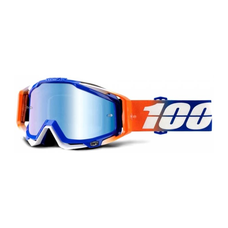 Okuliare 100 % Racecraft Roxburry modro-bielo-oranžové (modré chróm plexisklo + číre plexisklo)