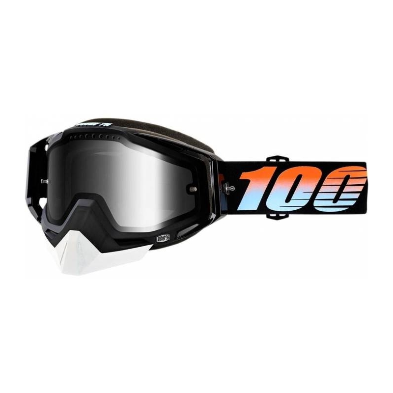 Okuliare 100 % Racecraft Starlight čierne (strieborné chróm plexisklo + číre plexisklo)