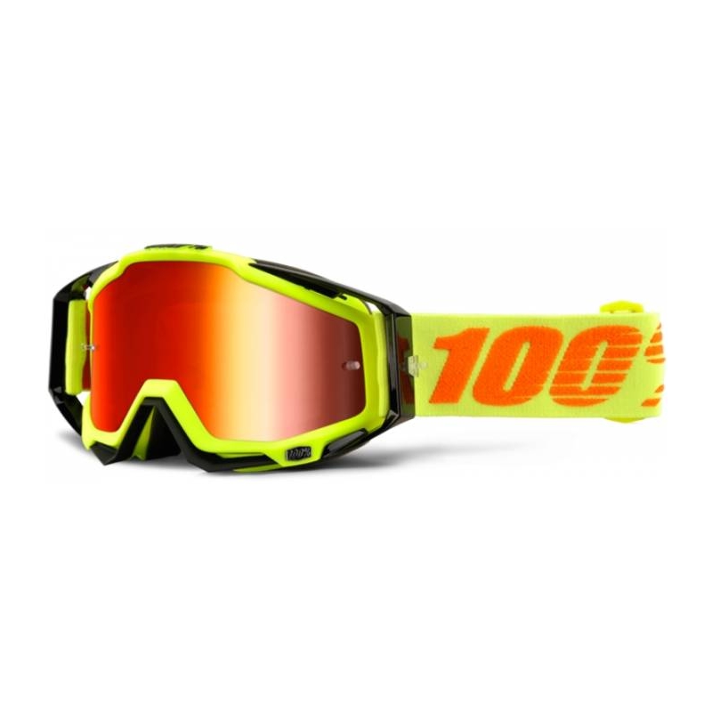 Okuliare 100 % Racecraft Attack Yellow čierno-žlté (červené chróm plexisklo + číre plexisklo)