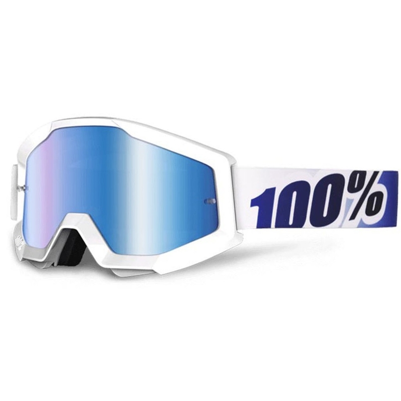 Okuliare 100 % Strata Equinox biele (modré chróm plexisklo s kolíkmi pre strhávačky)