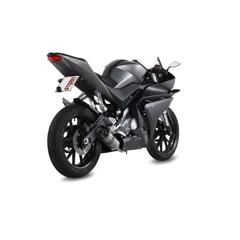 Výfuk kompletný 1x1 STORM GP Stainless Steel with carbon cap pre YAMAHA YZF-R 125 2014-2018, YAMAHA MT 125 2015-2019