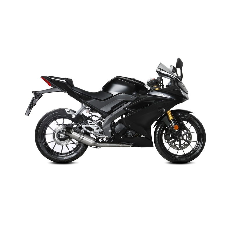 Výfuk kompletný 1x1 STORM GP Stainless Steel with carbon cap pre YAMAHA YZF-R 125 2019-2024, YAMAHA MT 125 2015-2024