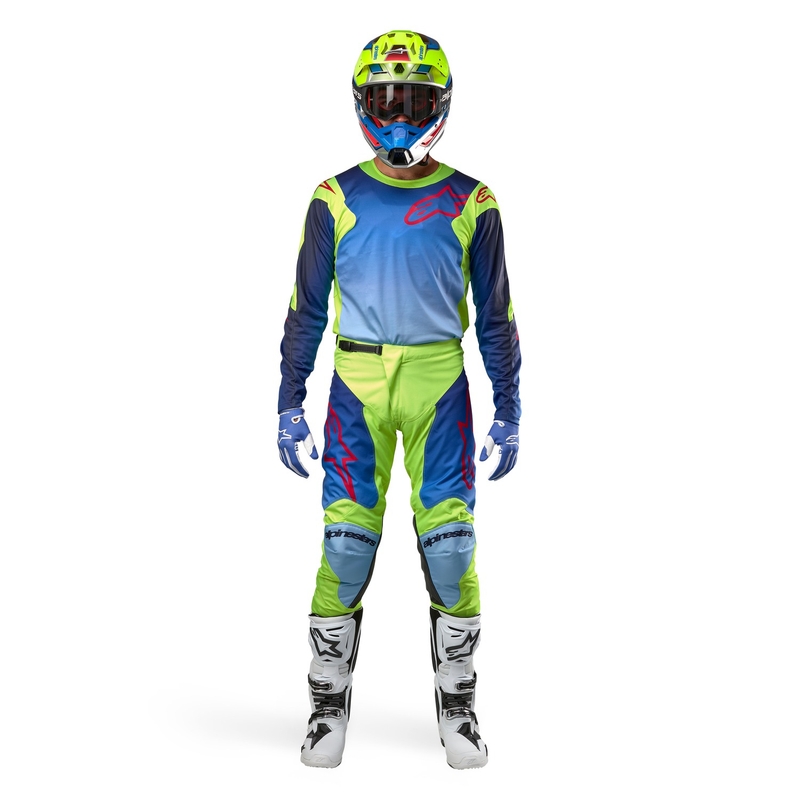 Motokrosový dres Alpinestars Racer Hoen fluo žlto-modro-červený