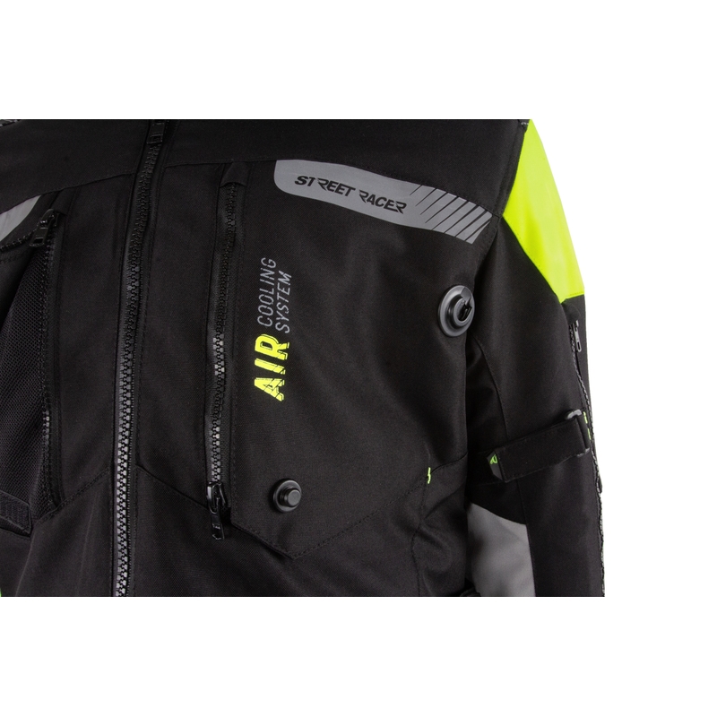 Bunda na motorku Street Racer All Season čierno-fluo žltá