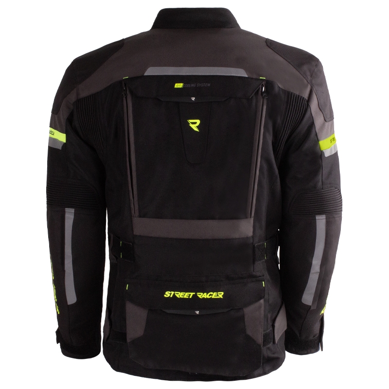 Bunda na motorku Street Racer Rocket čierno-šedo-fluo žltá
