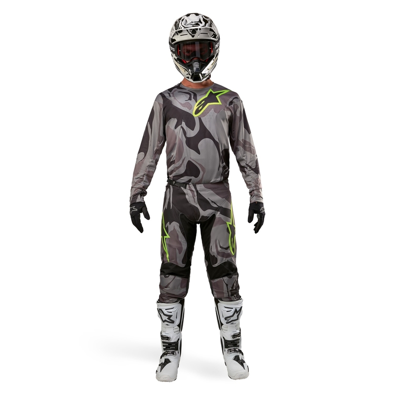 Motokrosové nohavice Alpinestars Racer Tactical šedá camo-fluo žlto-čierne