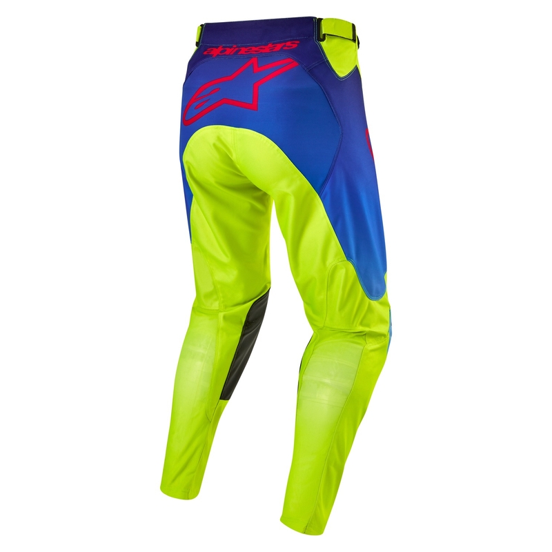 Motokrosové nohavice Alpinestars Racer Hoen fluo žlto-modro-červené