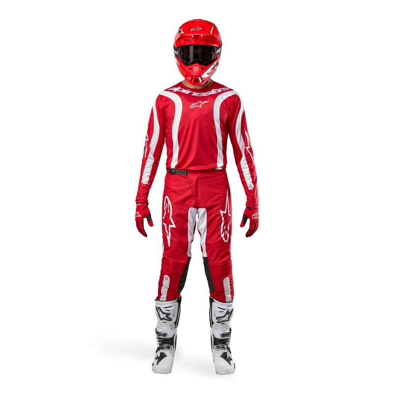 Motokrosové nohavice Alpinestars Fluid Lurv 2024 červeno-biele výpredaj