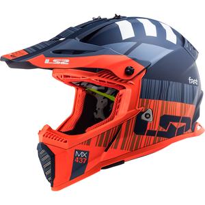 Detská motokrosová helma LS2 MX437 FAST EVO MINI XCODE fluo oranžovo-modrá