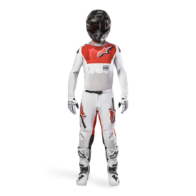 Motokrosové nohavice Alpinestars Supertech Ward bielo-oranžové