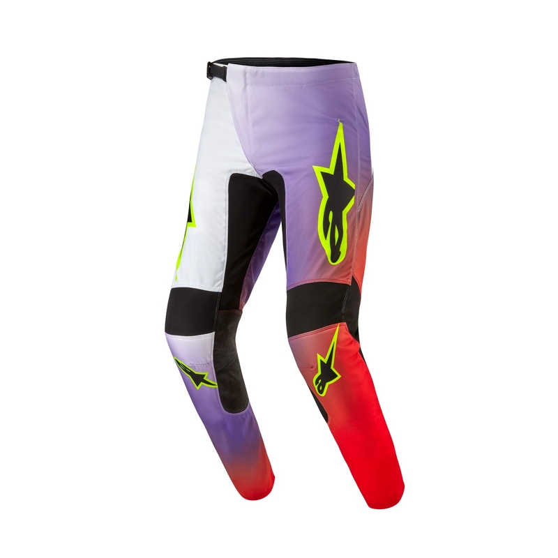 Motokrosové nohavice Alpinestars Fluid Lucent 2024 bielo-fialovo-červeno-žlto fluorescenčno-čierne