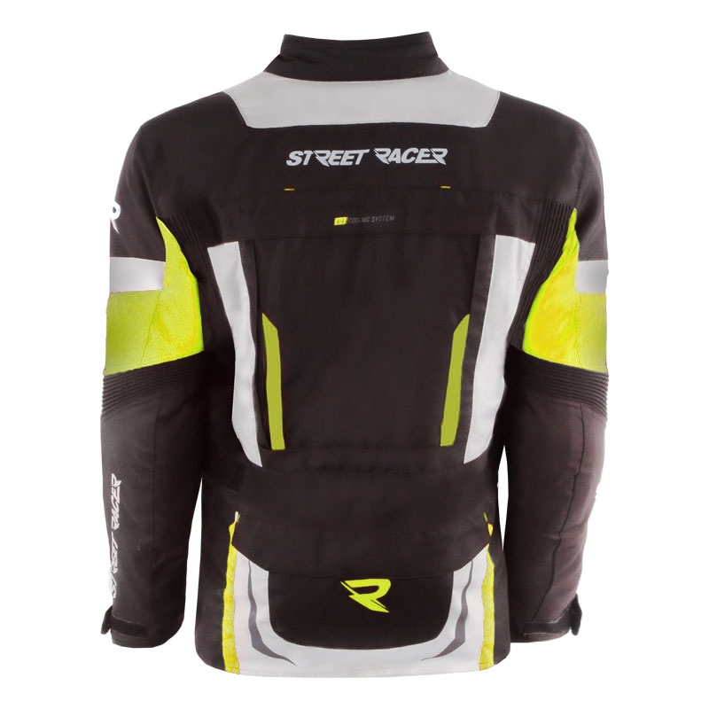 Bunda na motorku Street Racer Hilax čierno-šedo-fluo žltá