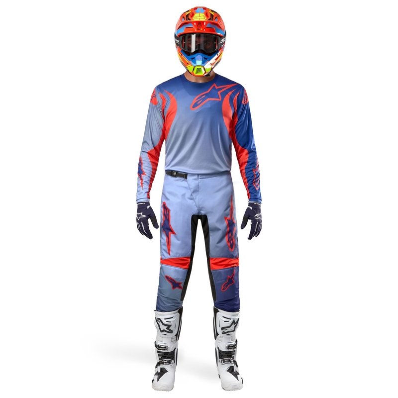 Motokrosové nohavice Alpinestars Fluid Lucent modro-svetlo modro-oranžové