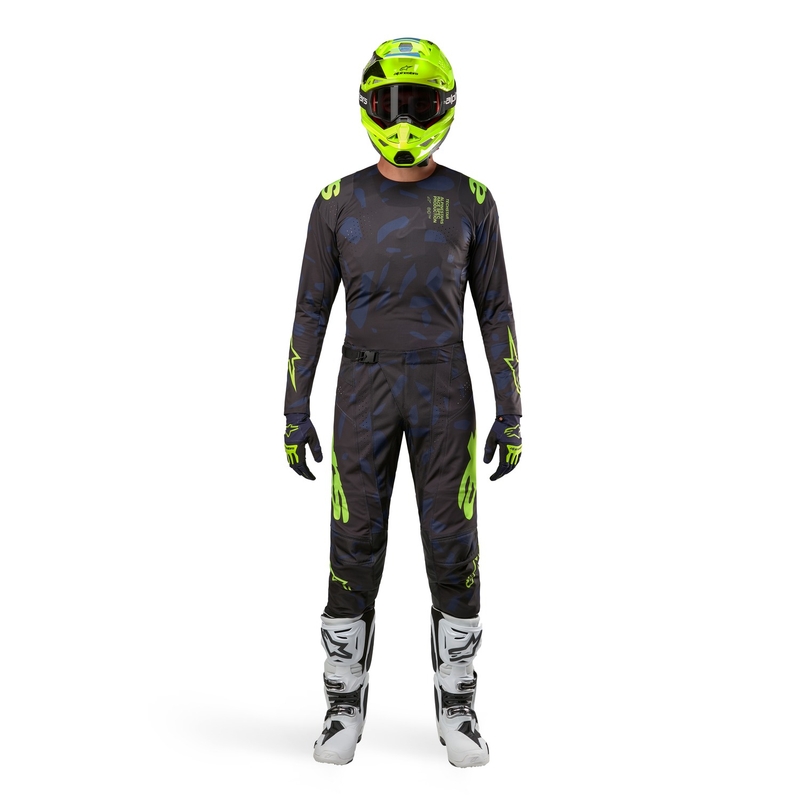 Motokrosové nohavice Alpinestars Techstar Rantera čierno-modro-fluo žlté