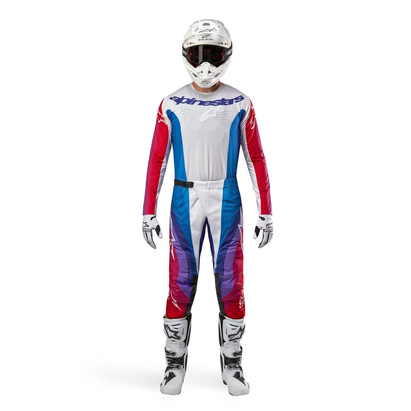 Motokrosové nohavice Alpinestars Techstar Pneuma 2024 bielo-modro-červené