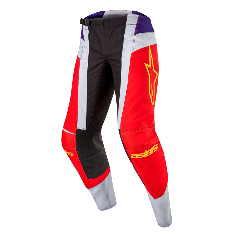 Motokrosové nohavice Alpinestars Techstar Ocuri oranžovo-šedo-fialovo-žlté výpredaj