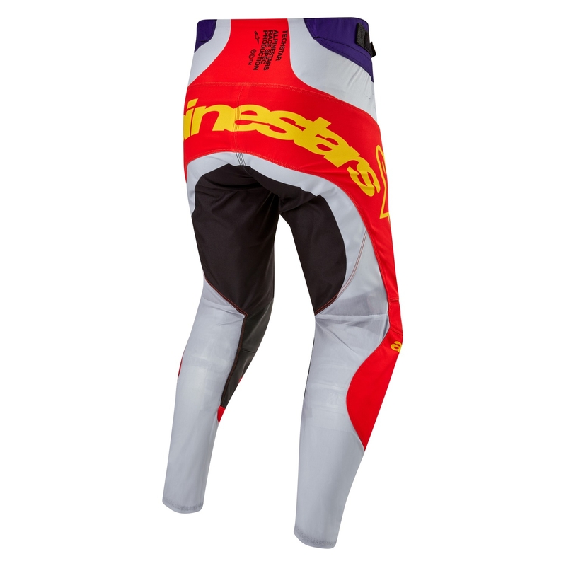 Motokrosové nohavice Alpinestars Techstar Ocuri oranžovo-šedo-fialovo-žlté výpredaj