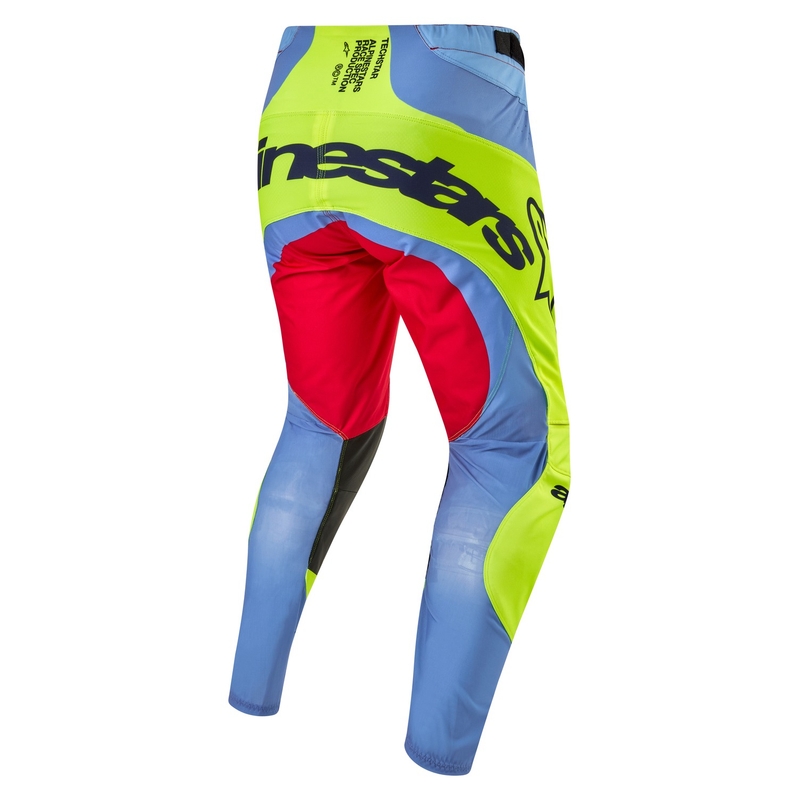 Motokrosové nohavice Alpinestars Techstar Ocuri svetlo modro-fluo žlto-červené