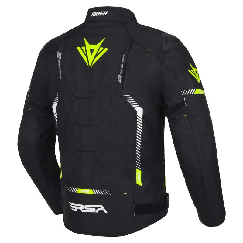 Bunda na motocykel RSA Rider čierno-bielo-fluo žltá