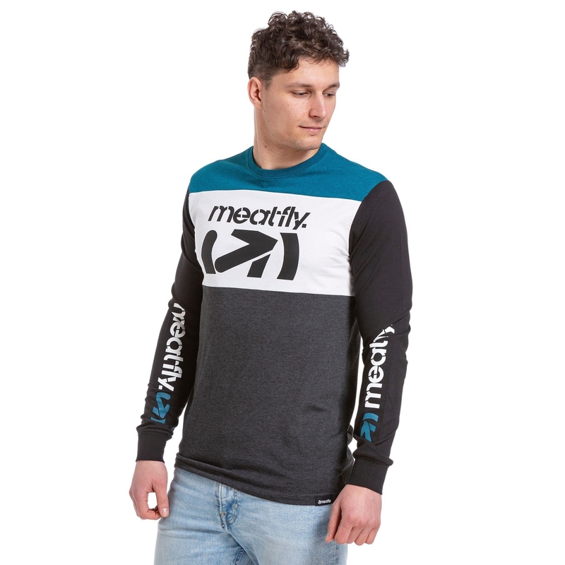 Tričko s dlhým rukávom Meatfly Judgement modro-šedé