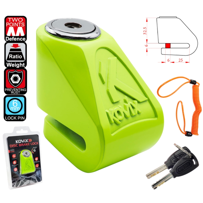 Zámok na kotúčovú brzdu KOVIX KN1 fluo žltý