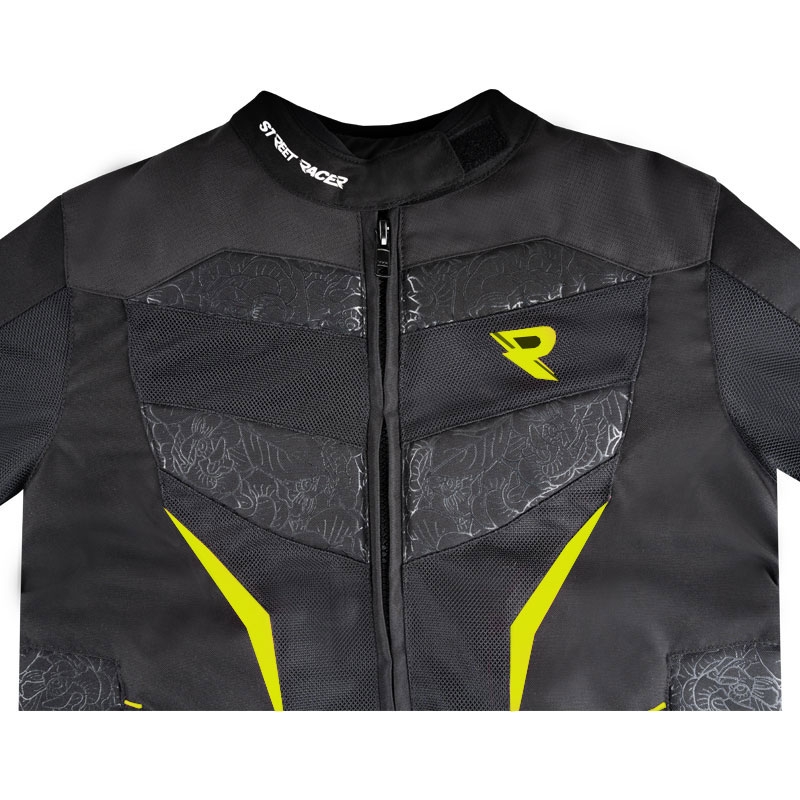 Dámska bunda na motorku Street Racer Rose Air čierno-fluo žltá