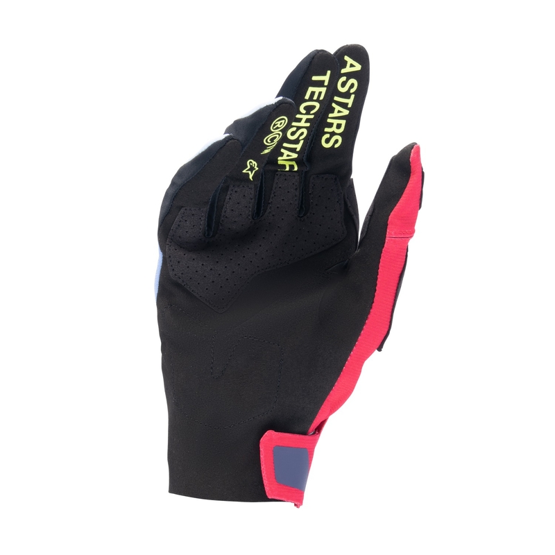 Motokrosové rukavice Alpinestars Techstar svetlo modro-červeno-žlto fluo-čierne