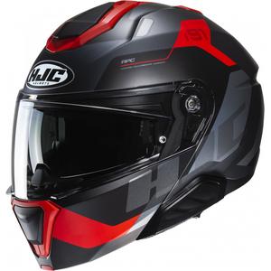 Výklopná helma na motocykel HJC i91 Carst čierno-šedo-červená