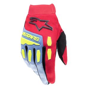 Motokrosové rukavice Alpinestars Full Bore 2024 svetlo modro-červeno-žltá fluo-čierne