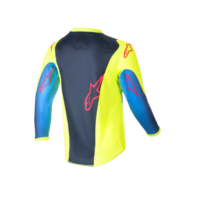 Detský motokrosový dres Alpinestars Racer Hoen 2024 žlto fluorescenčno-tmavo modrý