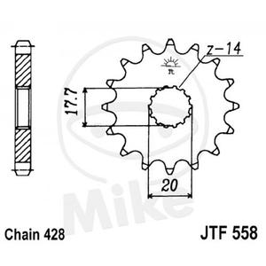 Reťazové koliečko JT JTF 558-14 14T, 428