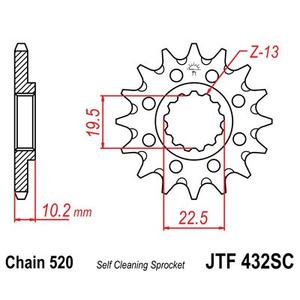 Reťazové koliečko JT JTF 432-13SC 13T, 520 Samočistiace ľahké