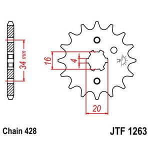Reťazové koliečko JT JTF 1263-16 16T, 428
