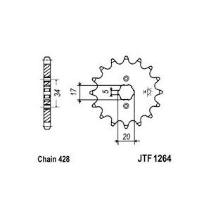Reťazové koliečko JT JTF 1264-17 17T, 428