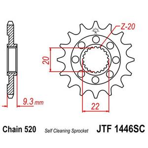 Reťazové koliečko JT JTF 1446-14SC 14T, 520 Samočistiace ľahké