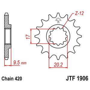 Reťazové koliečko JT JTF 1906-12 12T, 420
