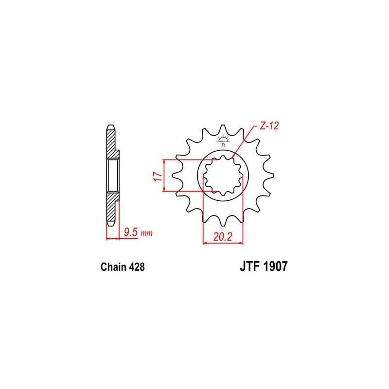 Reťazové koliečko JT 14T, 428