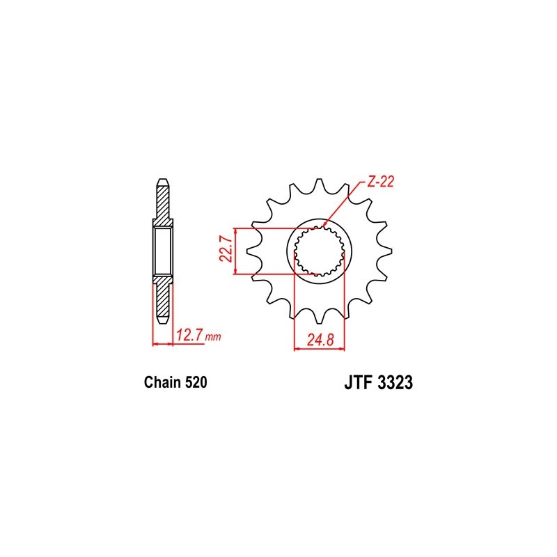 Reťazové koliečko JT 22T, 520