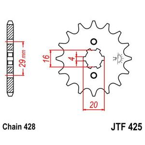 Reťazové koliečko JT JTF 425-16 16T, 428