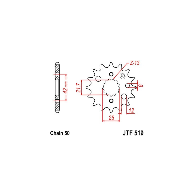 Reťazové koliečko JT 16T, 530
