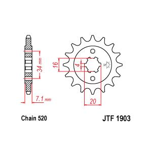 Reťazové koliečko JT JTF 1903-14 14T, 520