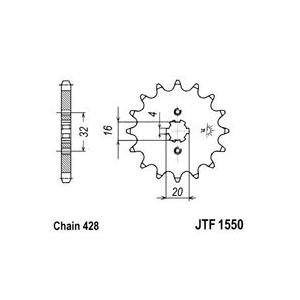 Reťazové koliečko JT JTF 1550-13 14T, 428