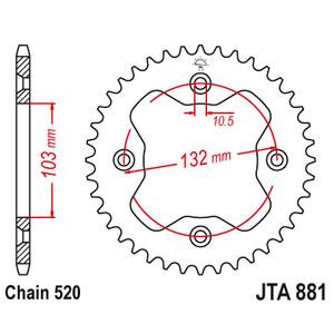 Hliníková reťazová rozeta JT JTA 881-38ORG 38T, 520 pomarančová