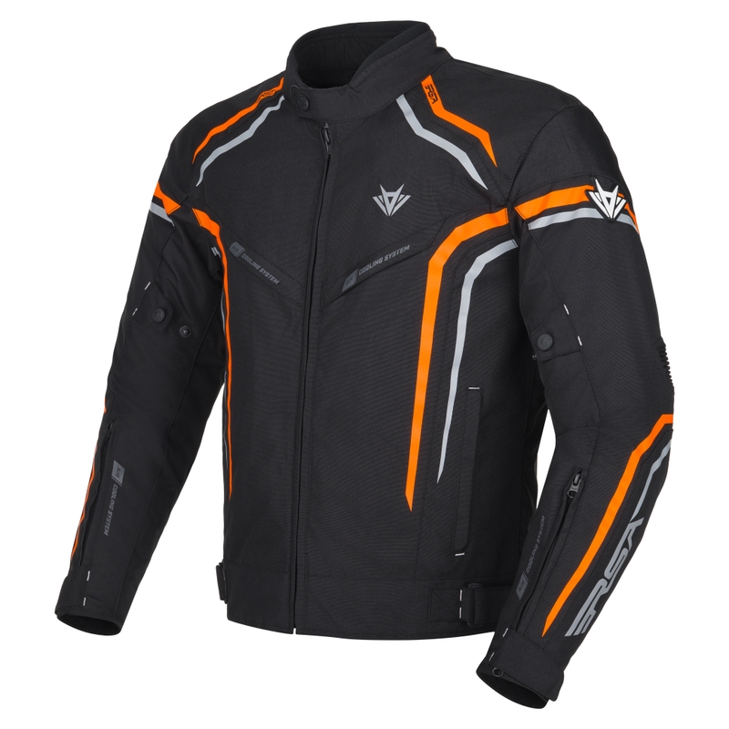 Bunda na motocykel RSA Compact 2 čierno-šedo-oranžová