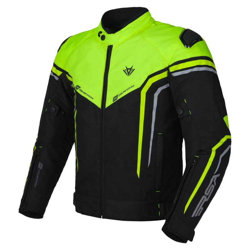 Bunda na motocykel RSA Compact 2 EVO čierno-šedo-fluo žltá