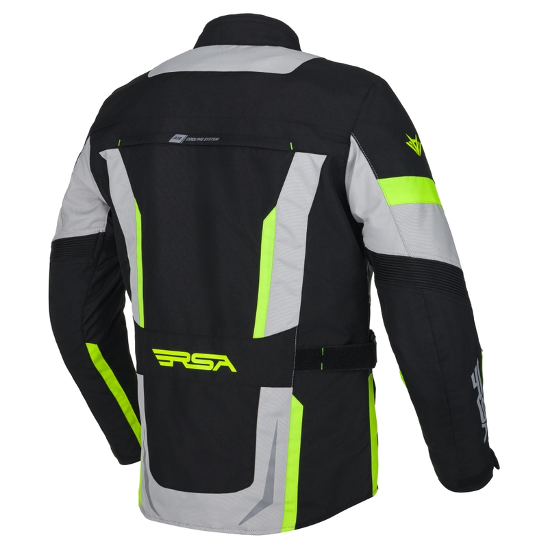Bunda na motocykel RSA EXO 2 čierno-sivo-fluoresenčno žltá