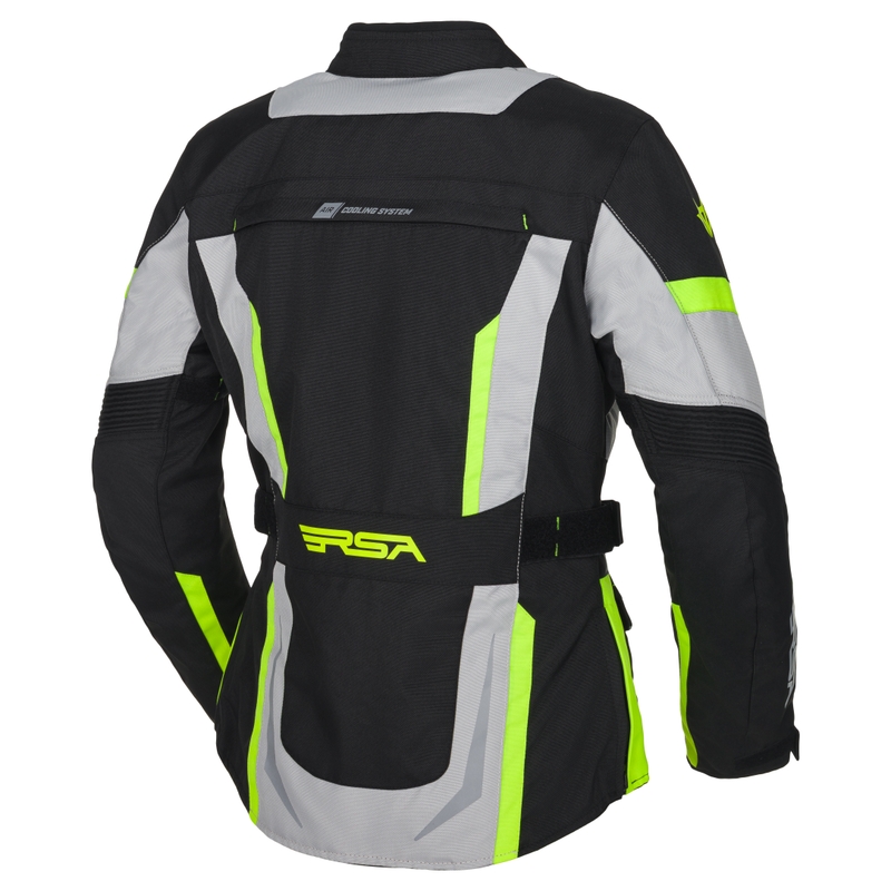 Dámska bunda na motocykel RSA EXO 2 čierno-šedo-fluo žltá
