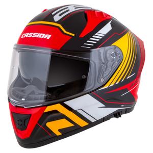 Integrálna helma na motorku Cassida Aero Drome perleťovo čierno-oranžovo-červeno-biela