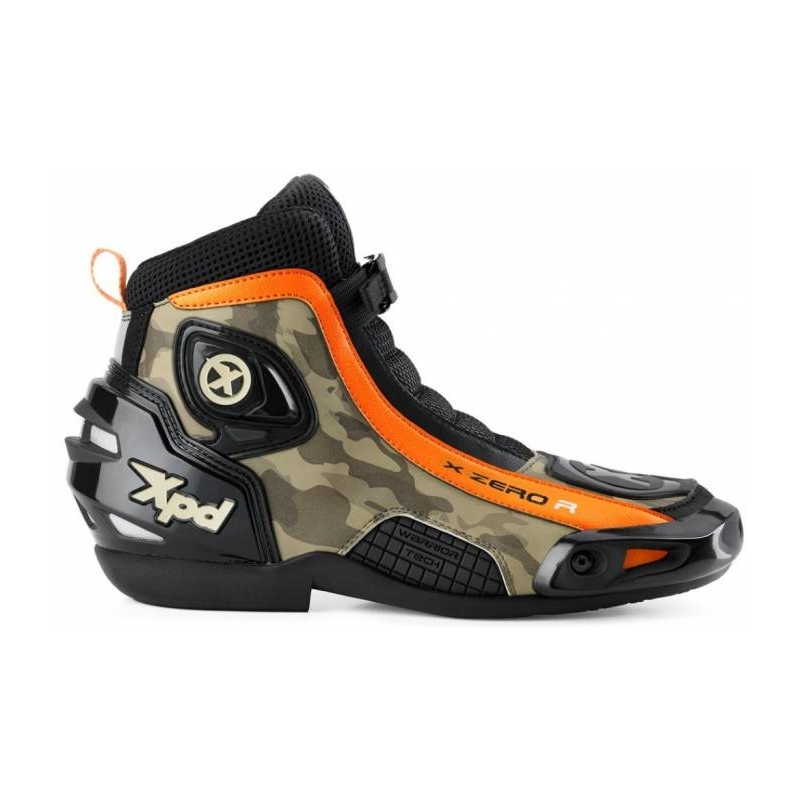Nízke čižmy na motocykel XPD X-Zero R čierno-camo-oranžové